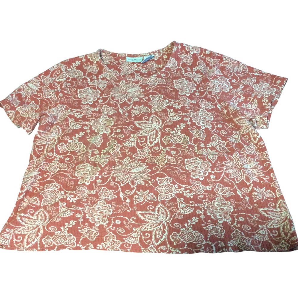 White Stag Woman Top‎ 22W/24W Floral Print Short Sleeve Casual Blouse